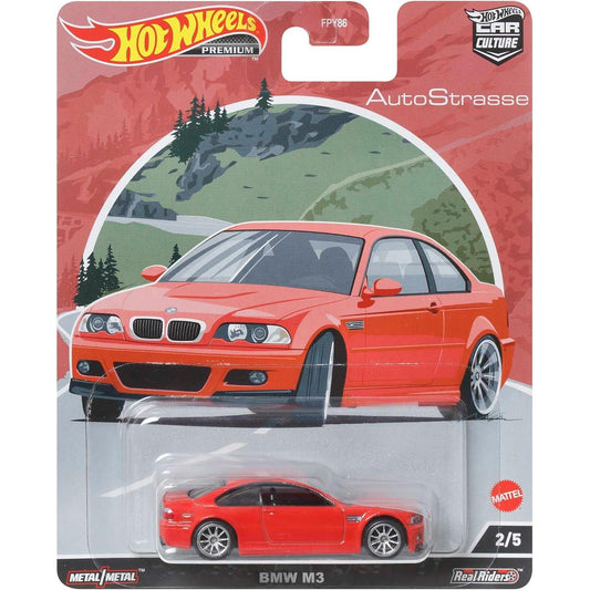 Hot Wheels Premium 1:64 BMW M3 E46 in red from the Car Culture Auto Strasse series.