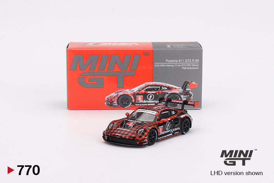 MINIGT 1:64 Porsche 911 (992) GT3 R #9 GTD Pro Pfaff Motorsports Sebring 12 Hrs Winner #770 – MGT00770-L Die-Cast Model