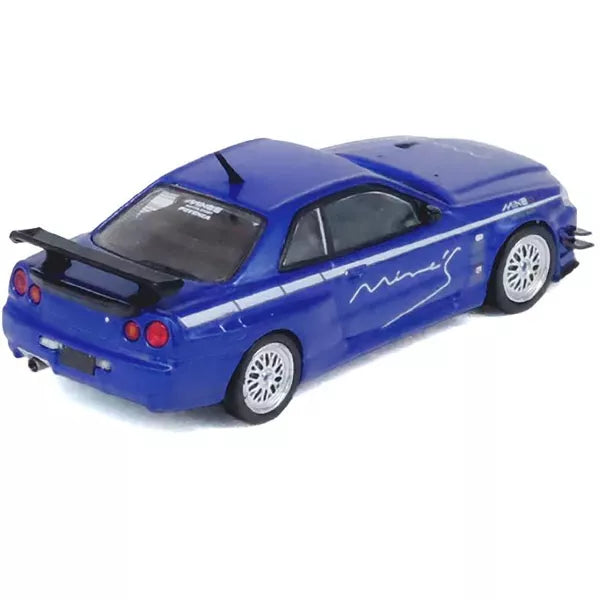 INNO64 1:64 Nissan Skyline GT-R (R34) V-Spec Tuned by "MINE'S" Blue IN64-R34VS-MINES-BL