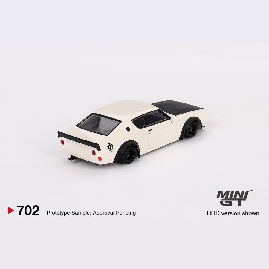 MINI GT 1:64 Nissan Skyline Kenmeri Liberty Walk White 1973 – #702 MGT00702 Die-Cast Model