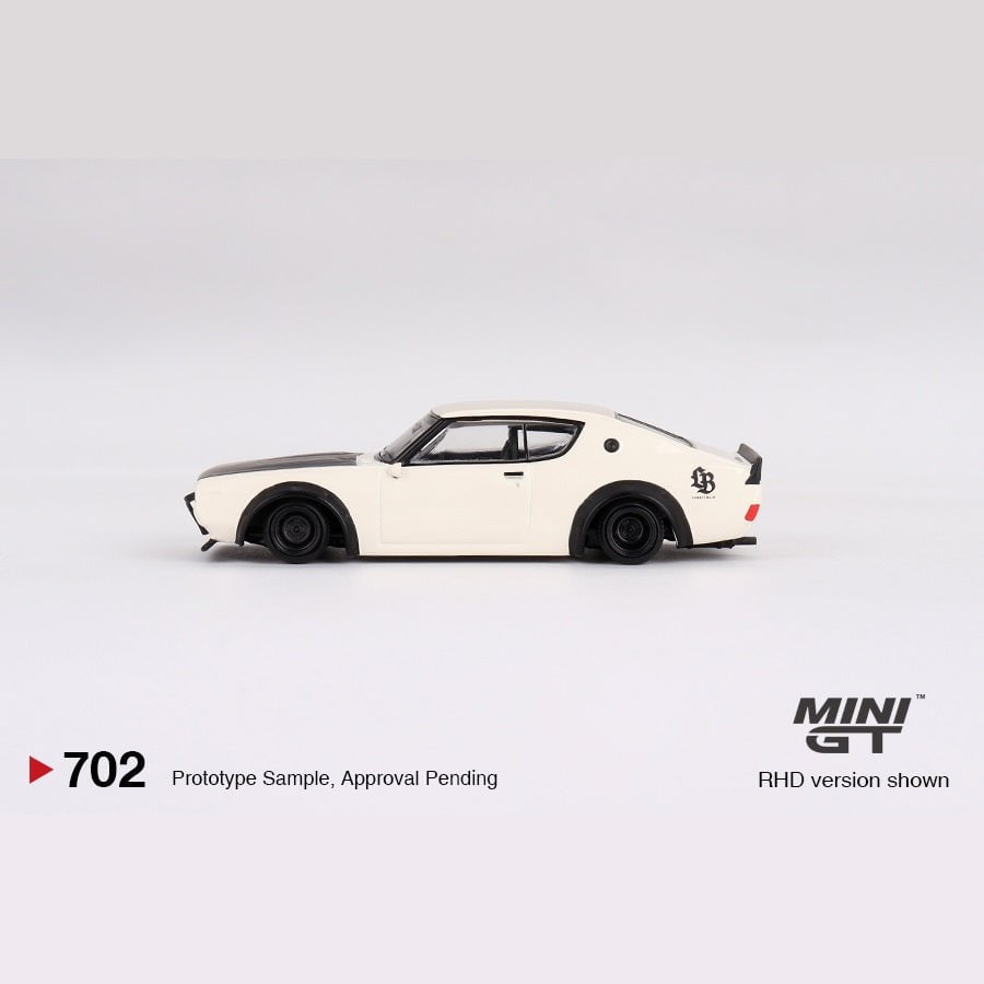 MINI GT 1:64 Nissan Skyline Kenmeri Liberty Walk White 1973 – #702 MGT00702 Die-Cast Model