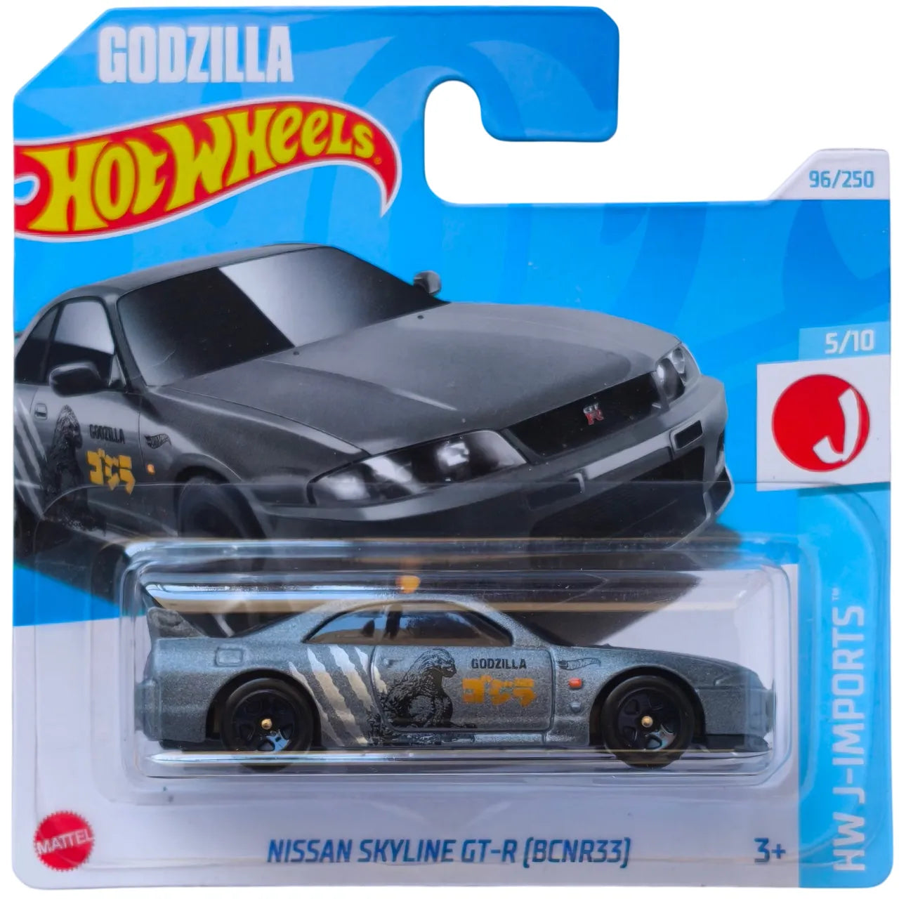 Hot Wheels 1:64 Nissan Skyline GT-R (BCNR33) – HW J-Imports 5/10 Godzilla Edition Gray 96/250