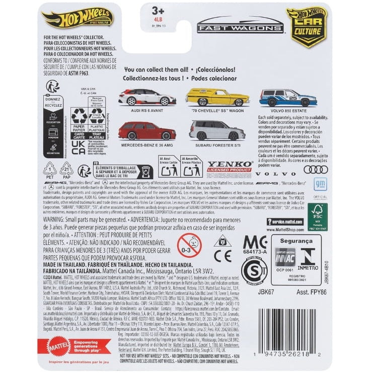 Hot Wheels Car Culture Fast Wagons series die-cast model of the '70 Chevelle SS Wagon in 1:64 scale.