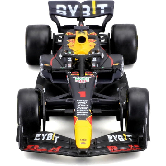 Bburago 1:43 scale die-cast model of the Red Bull Racing RB19 Formula 1 car driven by Max Verstappen.