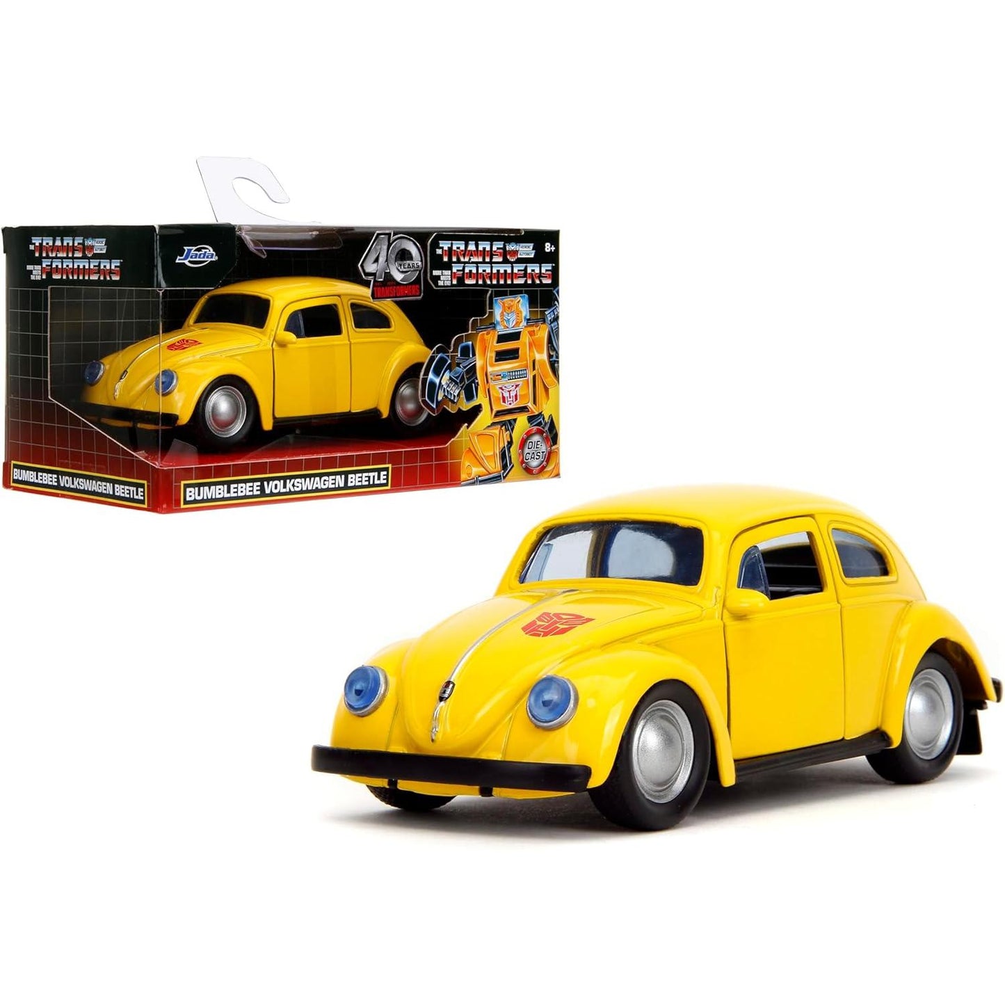 Bburago Transformers 1:32 scale die-cast model of G1 Bumblebee as a yellow Volkswagen Beetle, item 35595.