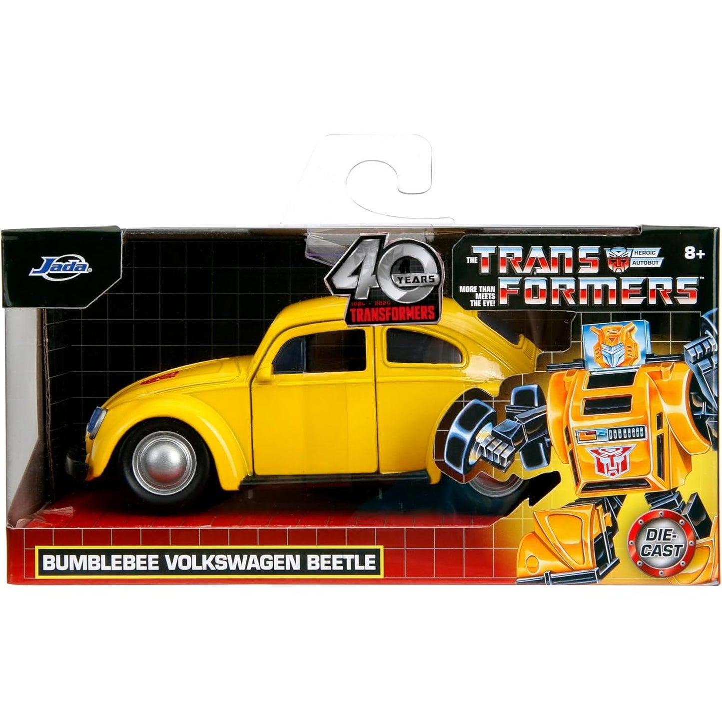 Bburago Transformers 1:32 scale die-cast model of G1 Bumblebee as a yellow Volkswagen Beetle, item 35595.