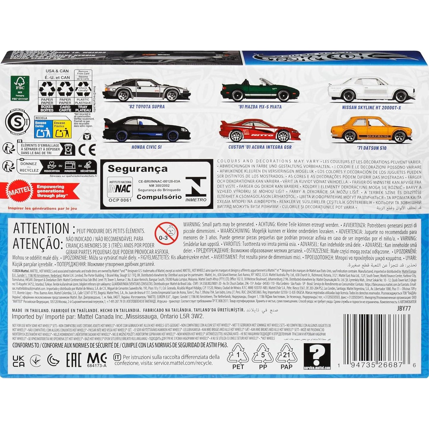 Hot Wheels Silver Series 6-Car Set JBY77 – Streets of Japan Collector Multipack – Iconic JDM
