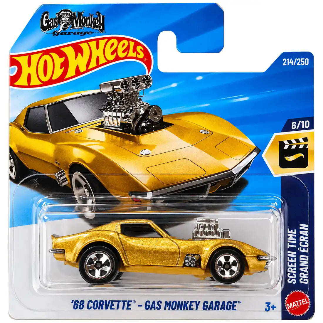 Hot Wheels 1:64 '68 Corvette Gas Monkey Garage Gold Screen Time 214/250 6/10 JJK47