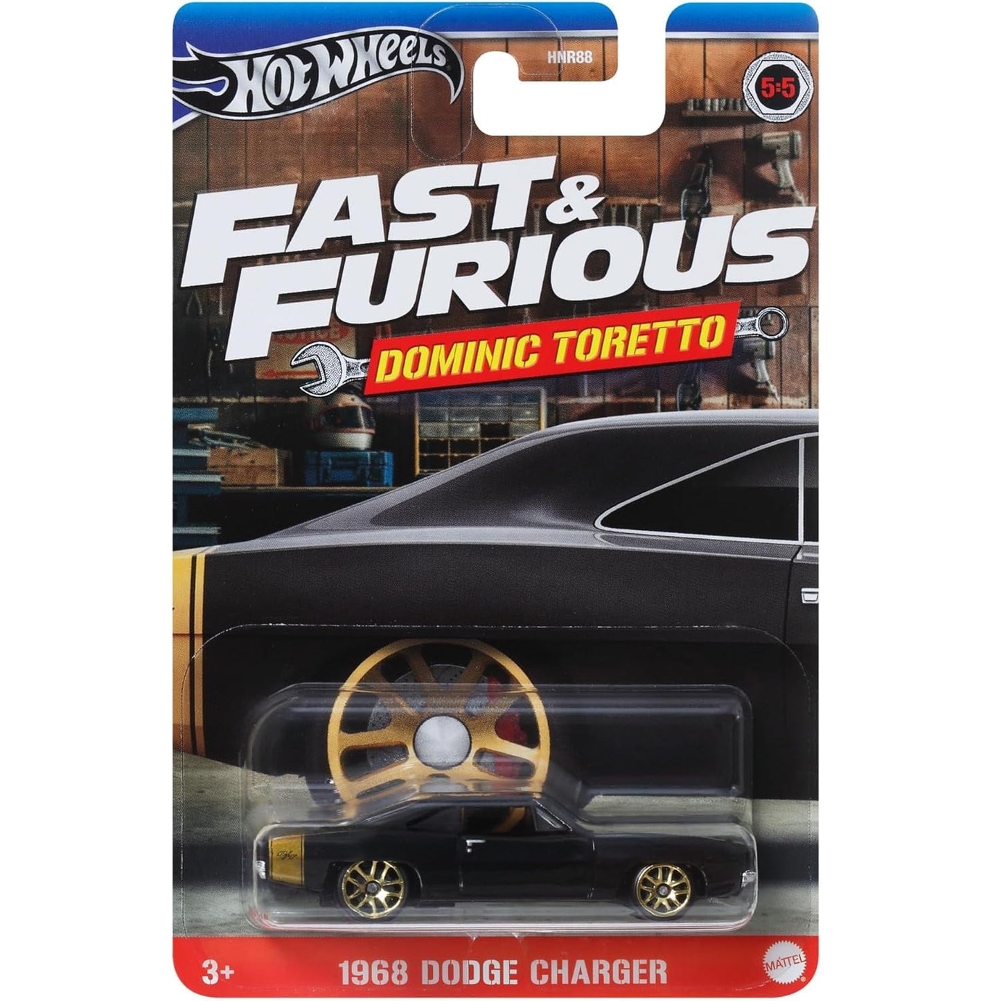 Hot Wheels 1:64 scale Fast & Furious die-cast model of the 1968 Dodge Charger as driven by Dominic Toretto.