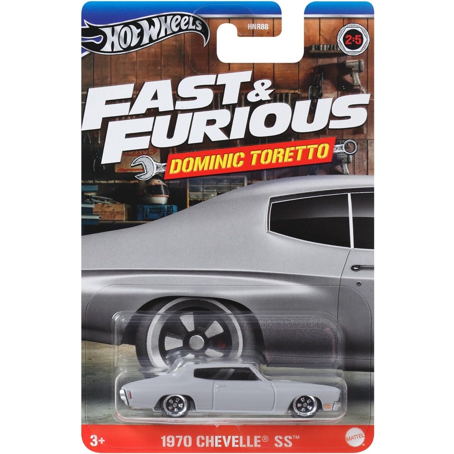 Hot Wheels 1:64 scale Fast & Furious die-cast model of the 1970 Chevrolet Chevelle SS as driven by Dominic Toretto.