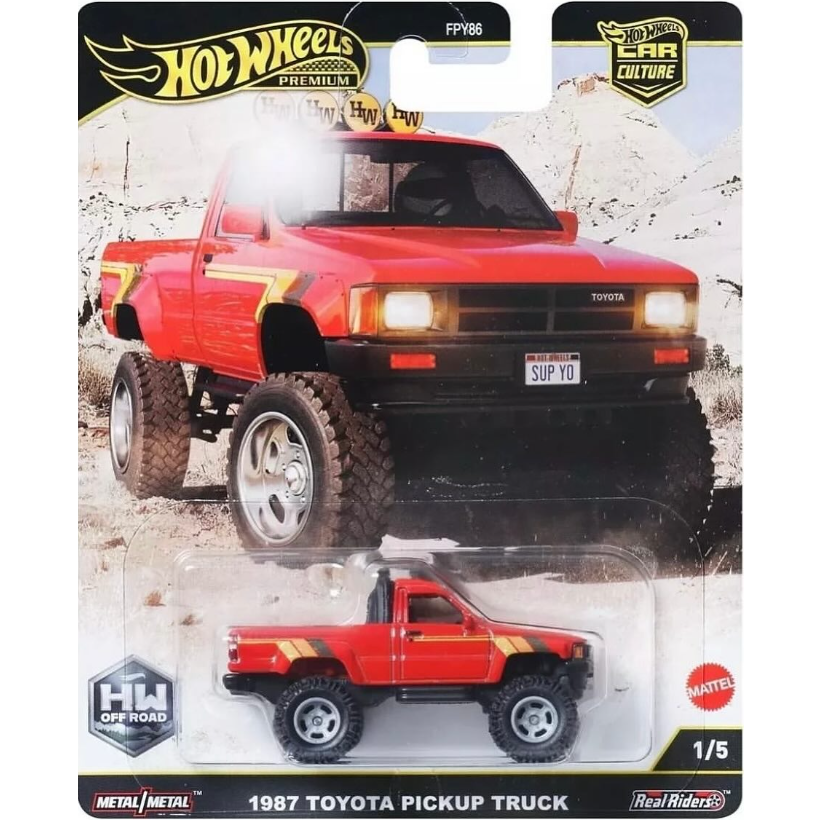 Hot Wheels 1:64 scale Car Culture Premium HW Off-Road die-cast model of the 1987 Toyota Pickup Truck with off-road detailing.