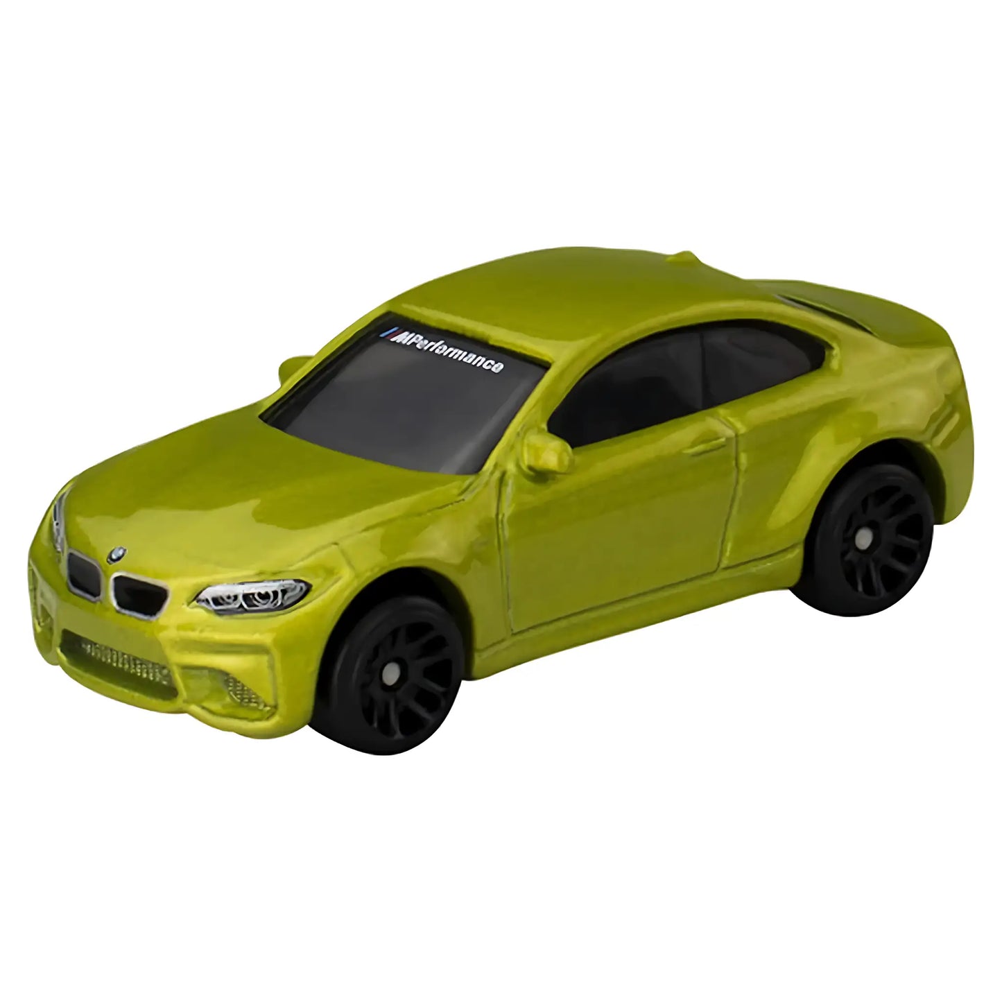 Hot Wheels 1:64 scale die-cast model of the 2016 BMW M2 from the Silver Series with yellow paint and M Performance livery.
