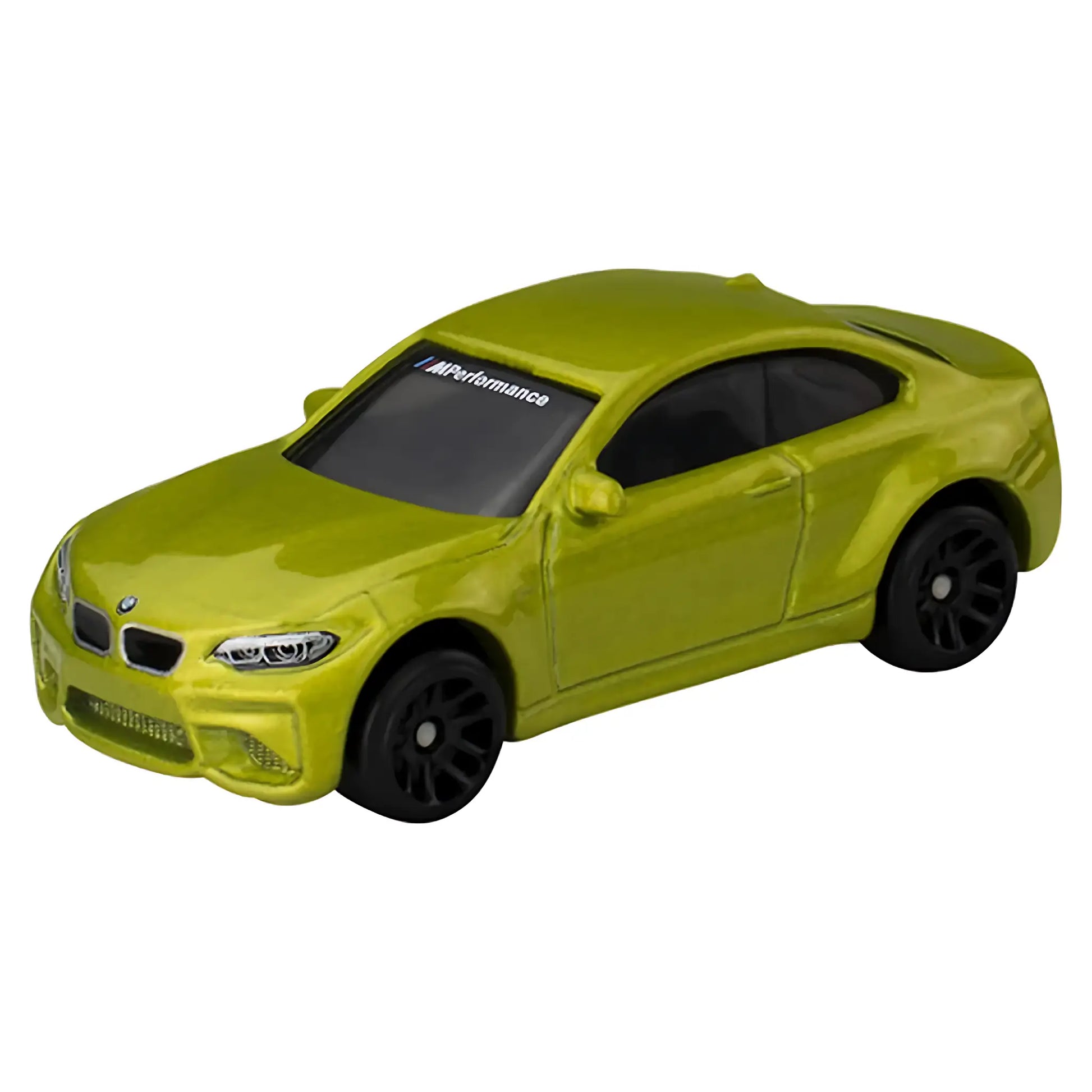 Hot Wheels 1:64 scale die-cast model of the 2016 BMW M2 from the Silver Series with yellow paint and M Performance livery.
