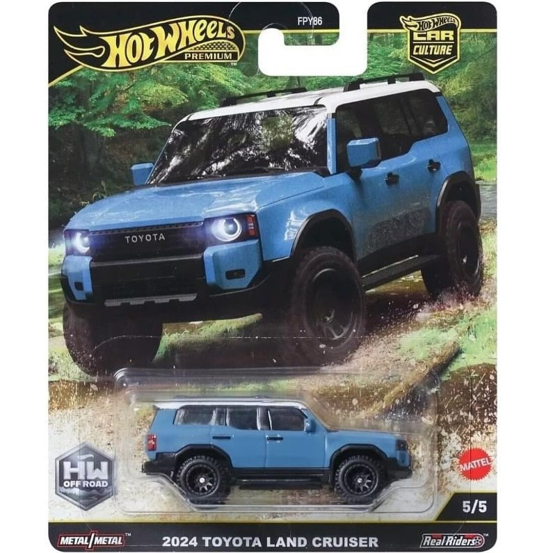 Hot Wheels 1:64 scale Car Culture Premium HW Off-Road die-cast model of the 2024 Toyota Land Cruiser with modern off-road styling.