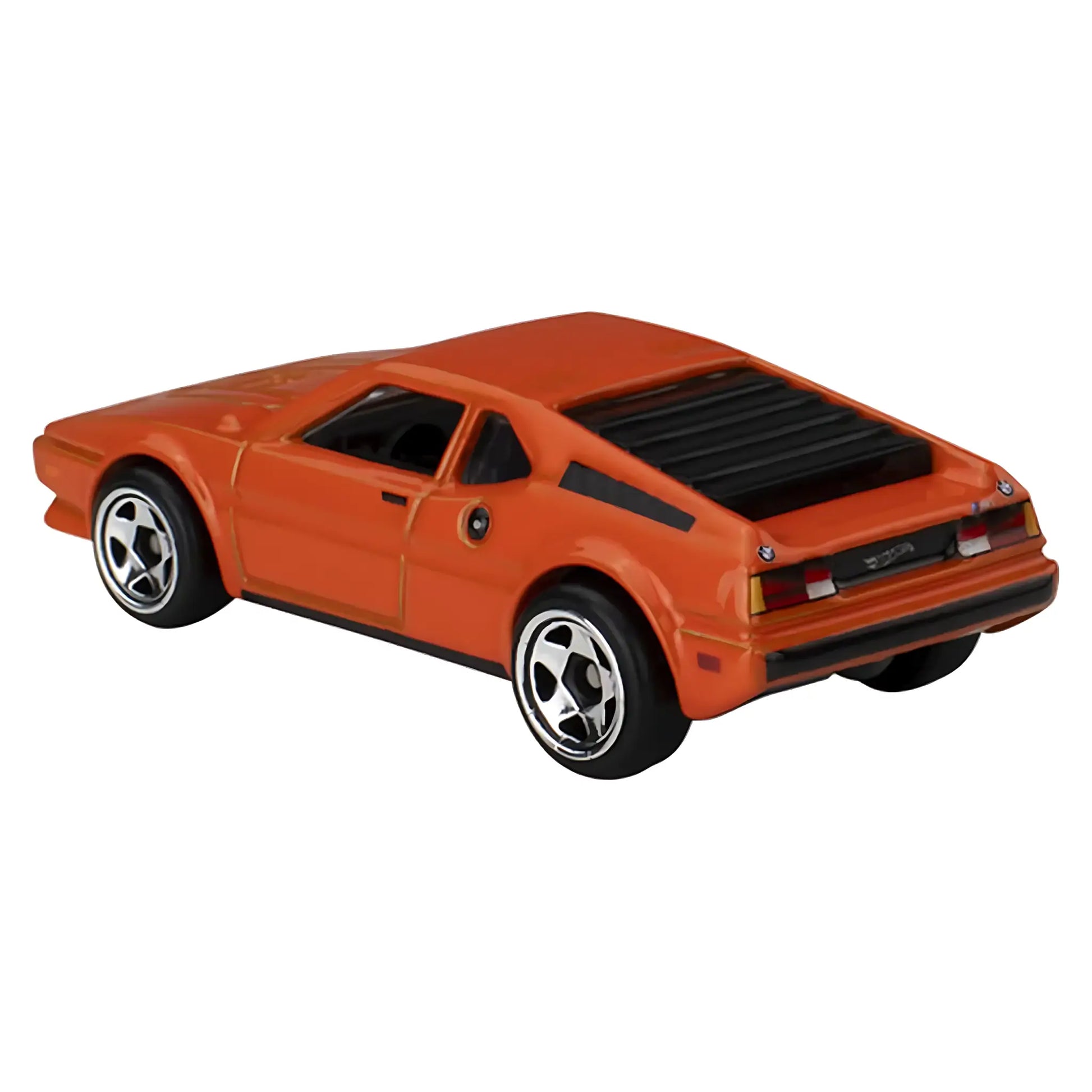 Hot Wheels 1:64 Celebrations Silver Series BMW M1 die-cast car in orange with detailed card art.