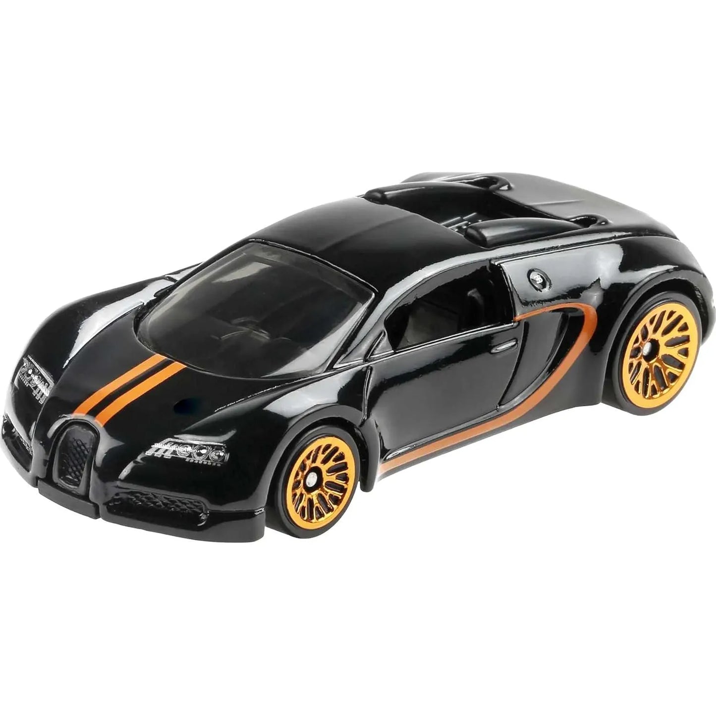 Hot Wheels Bugatti Veyron 16.4 die-cast in black and orange from Racing Circuit Silver Series