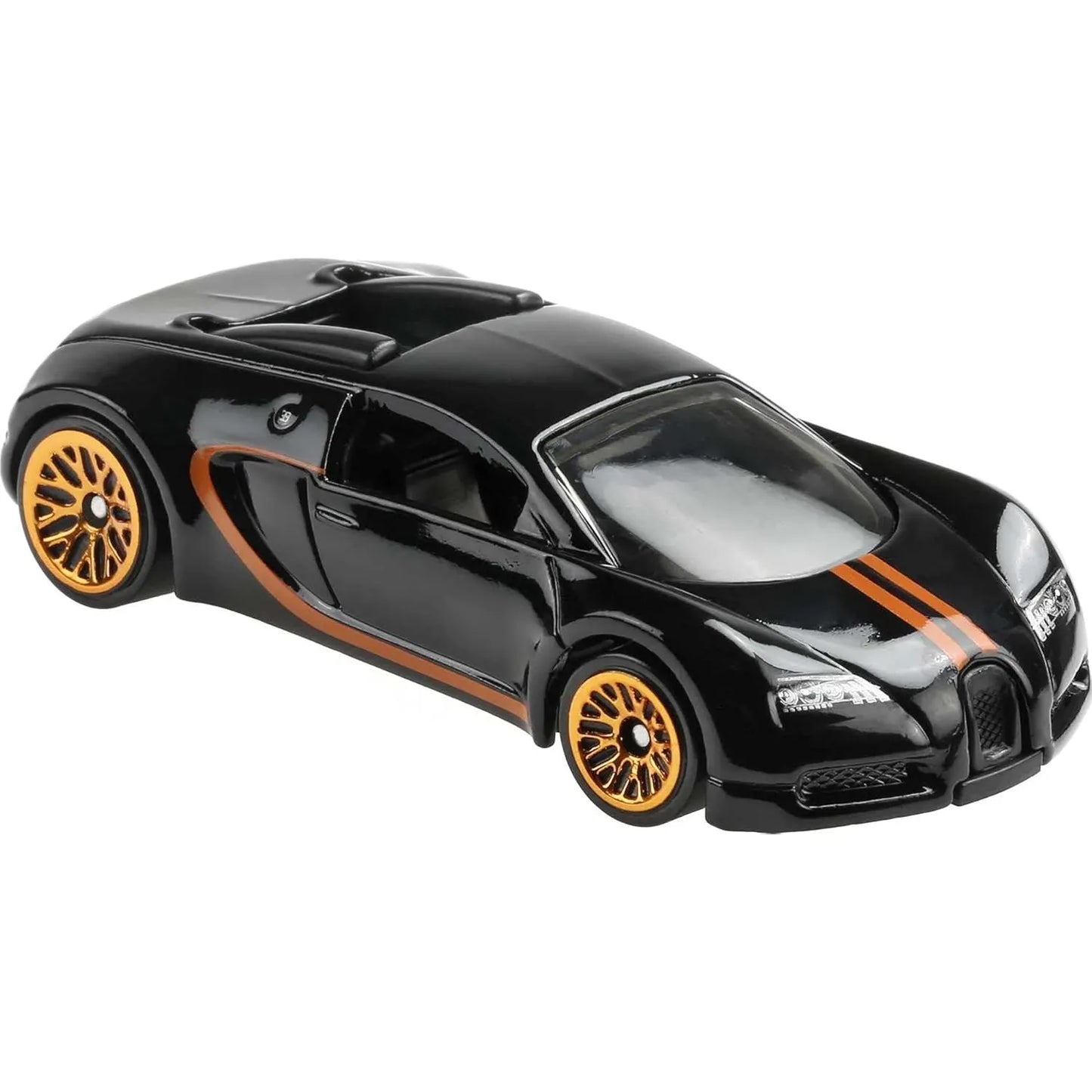 Hot Wheels Bugatti Veyron 16.4 die-cast in black and orange from Racing Circuit Silver Series