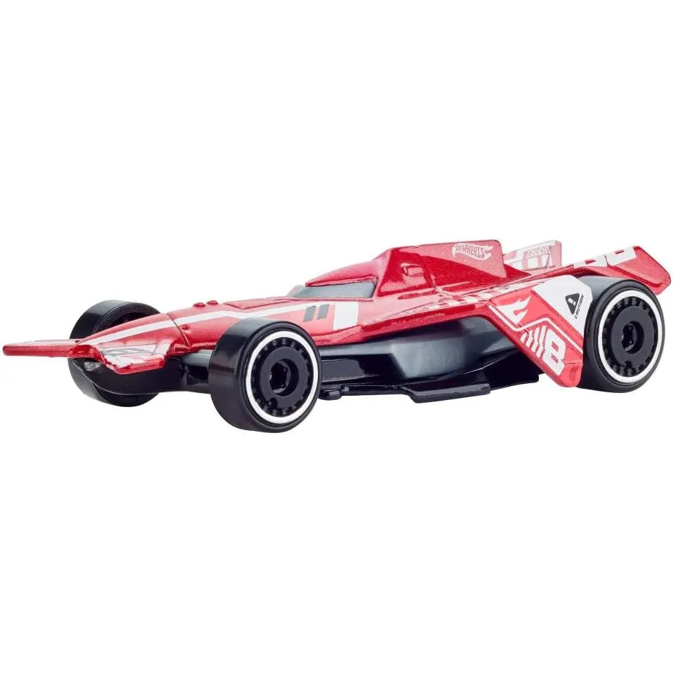 Hot Wheels 1:64 scale Mattel 80th Anniversary Ruby Red 5-Pack featuring Twin Mill, Bone Shaker, and more in collector packaging.
