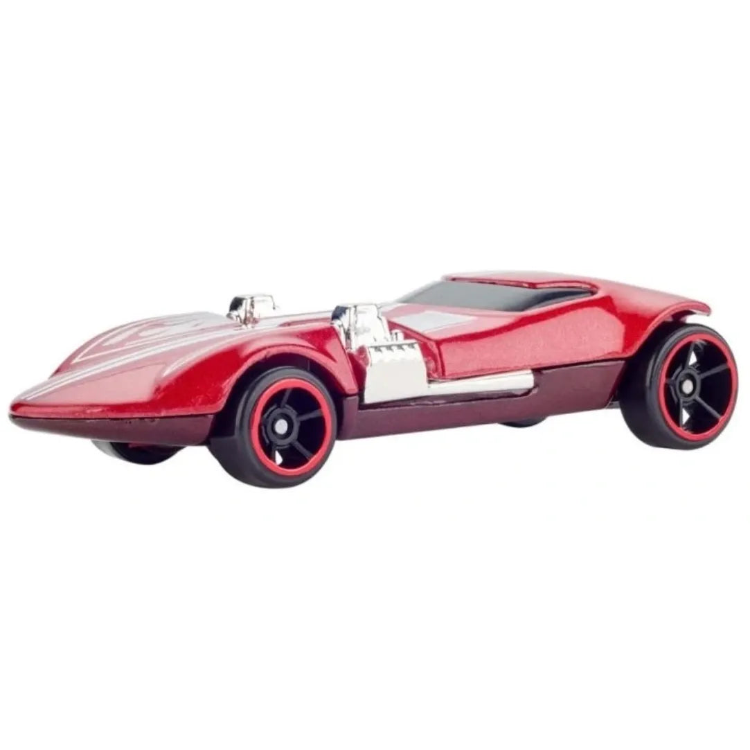 Hot Wheels 1:64 scale Mattel 80th Anniversary Ruby Red 5-Pack featuring Twin Mill, Bone Shaker, and more in collector packaging.