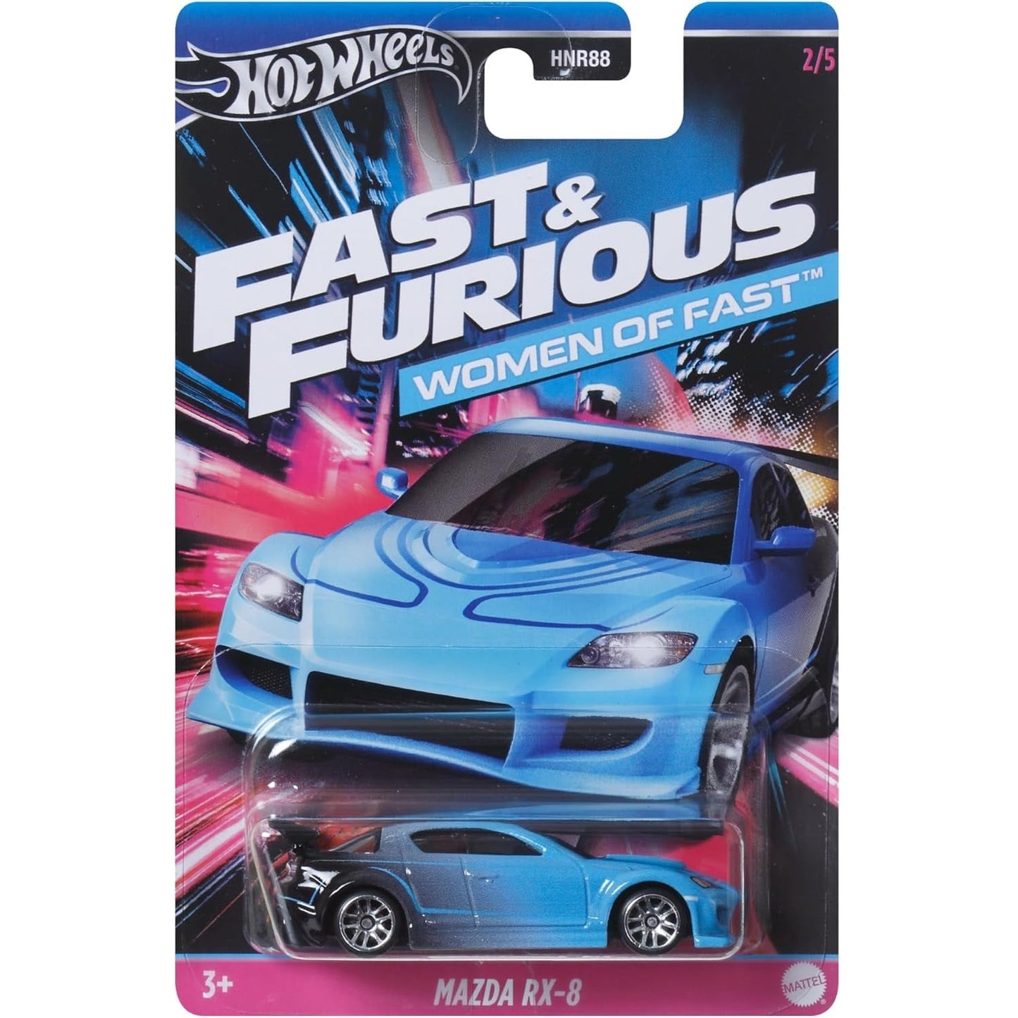 Hot Wheels 1:64 scale Fast & Furious Women of Fast die-cast model of the Mazda RX-8 with authentic movie livery.