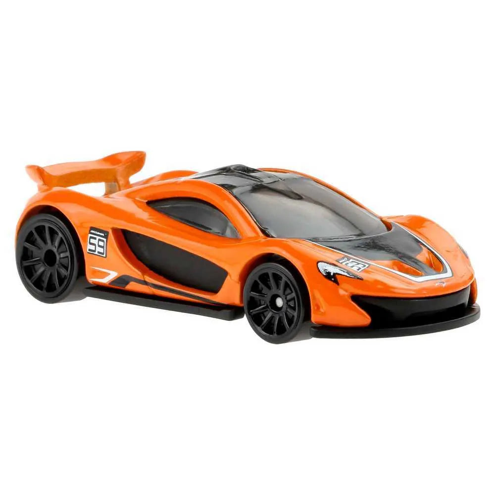 Hot Wheels McLaren P1 die-cast model from the HW Exotics series in orange with racing decals