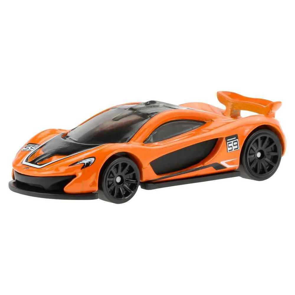 Hot Wheels McLaren P1 die-cast model from the HW Exotics series in orange with racing decals