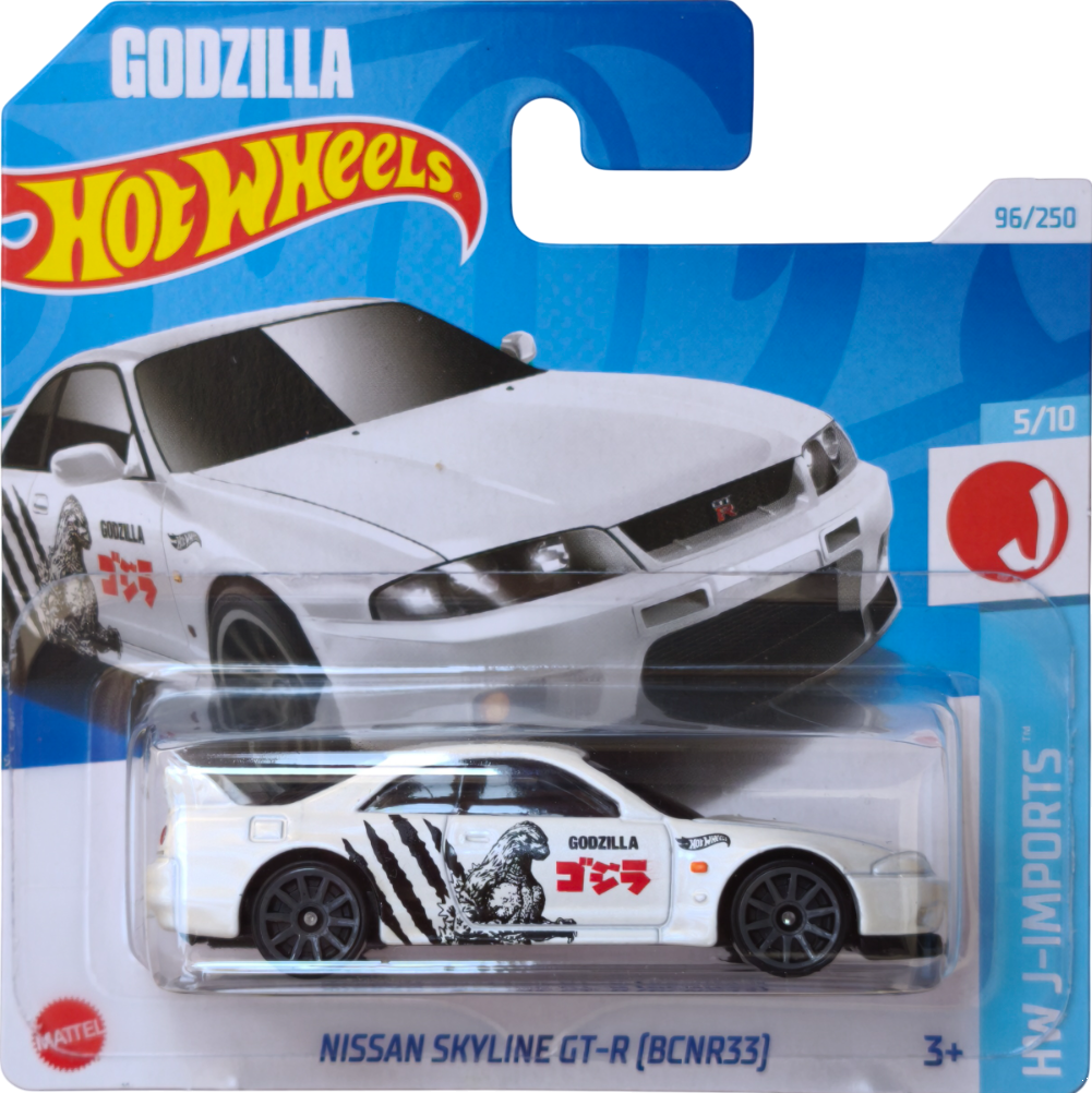 Hot Wheels 1:64 scale HW J-Imports 2024 Nissan Skyline GT-R (BCNR33) "Godzilla" die-cast model car.