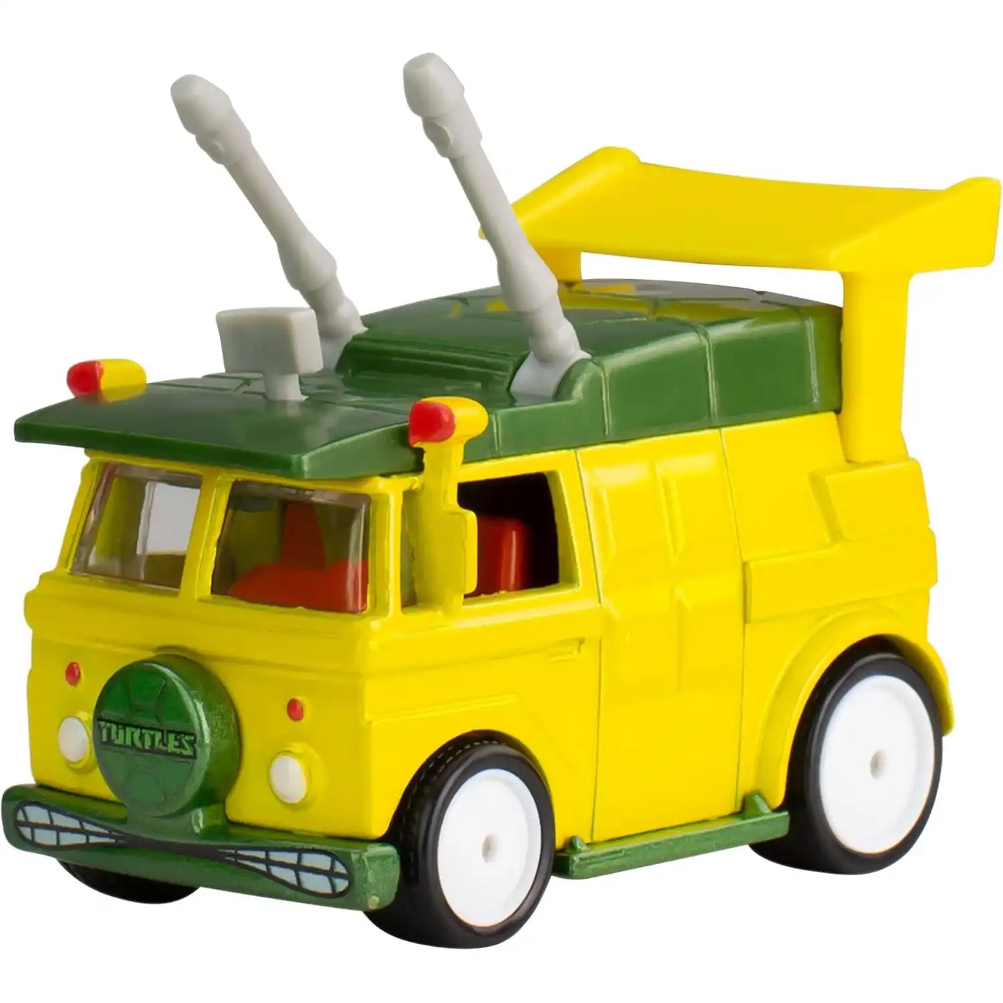 Hot Wheels Premium Pop Culture Teenage Mutant Ninja Turtles Party Wagon die-cast model in classic yellow and green.