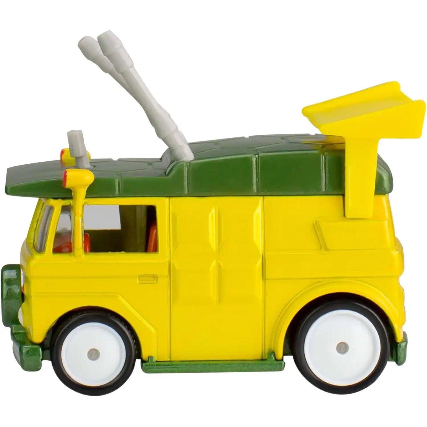 Hot Wheels Premium Pop Culture Teenage Mutant Ninja Turtles Party Wagon die-cast model in classic yellow and green.