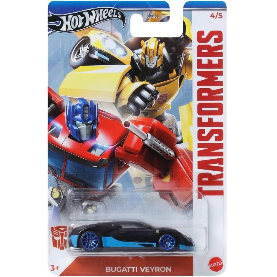 Hot Wheels 1:64 scale Transformers Bugatti Veyron die-cast model from Silver Series.