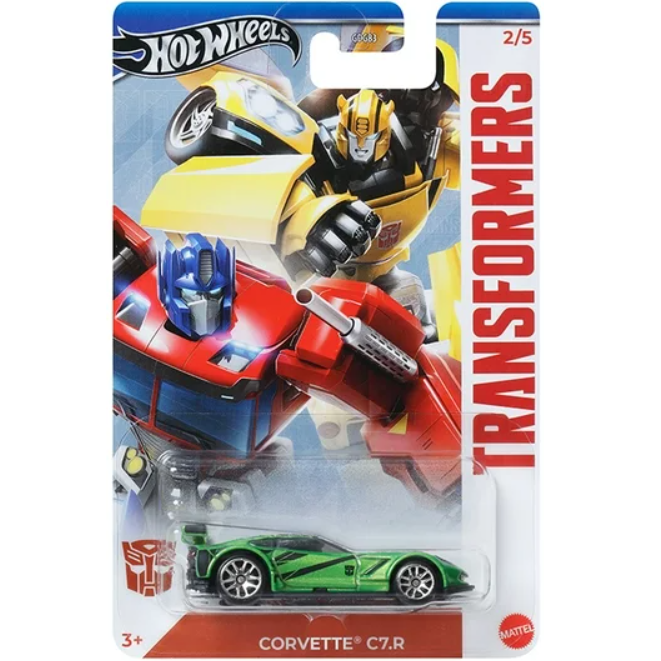 Hot Wheels 1:64 scale Transformers Corvette C7.R die-cast model with Metal/Metal construction from Silver Series.