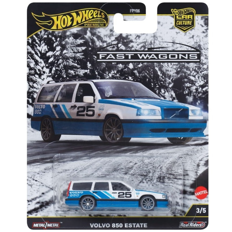 Hot Wheels Car Culture Fast Wagons series die-cast model of the Volvo 850 Estate in 1:64 scale.