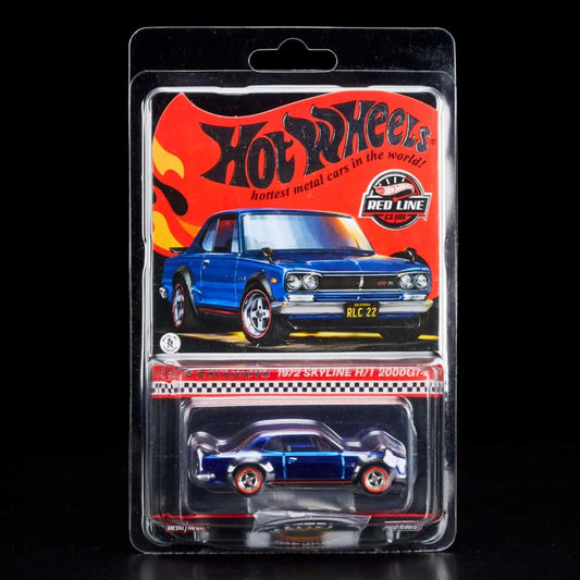Hot Wheels 1:64 scale 2022 RLC Membership die-cast model of the β72 Nissan Skyline H/T 2000 GT-R in Spectraflame Race Team blue