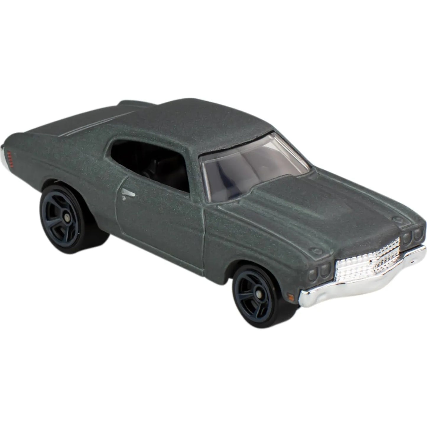 Hot Wheels 1:64 scale die-cast model of the grey Chevy Chevelle SS driven by Dom Toretto in Fast & Furious (2009), featuring muscle car styling and a cinematic getaway presence.