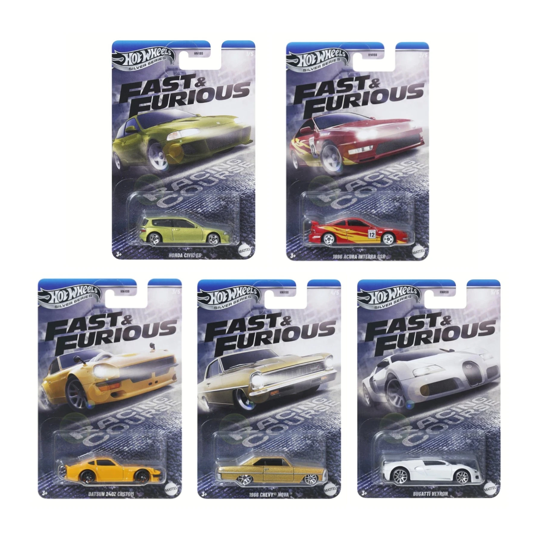 Factory-sealed Hot Wheels Fast & Furious Case K HNR88 containing 24 premium die-cast cars