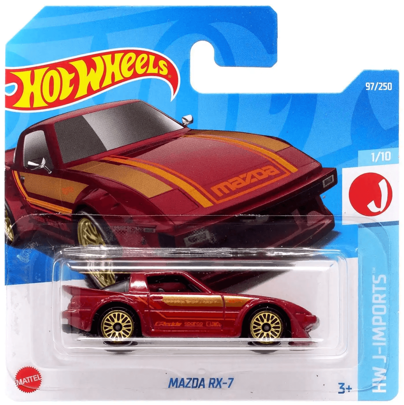 Hot Wheels HW J-Imports Mazda RX-7 Red die-cast model 97 of 250.