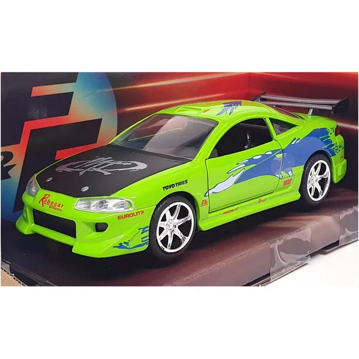 Jada 1:32 scale die-cast model of Brian's 1995 Mitsubishi Eclipse in green from The Fast and the Furious (2001).