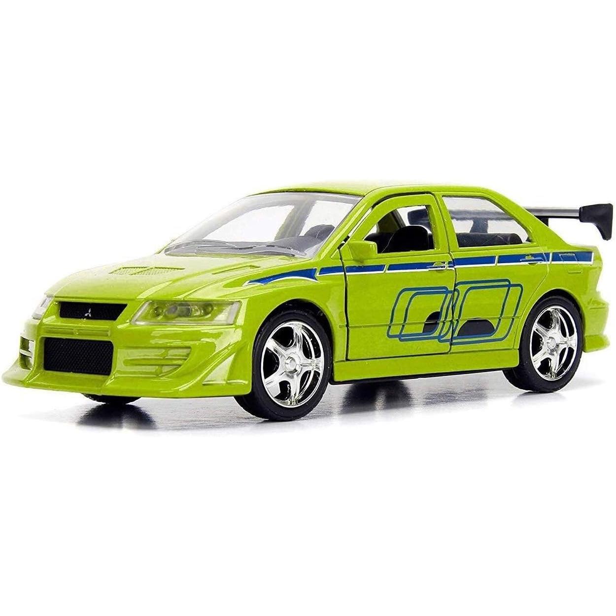 Jada 1:32 scale die-cast model of Brian's 2002 Mitsubishi Lancer EVO VII in green from 2 Fast 2 Furious.