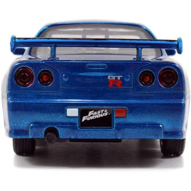 Jada 1:32 Fast & Furious twin pack with silver and blue Nissan GT-R R34 models driven by Brian O'Conner.