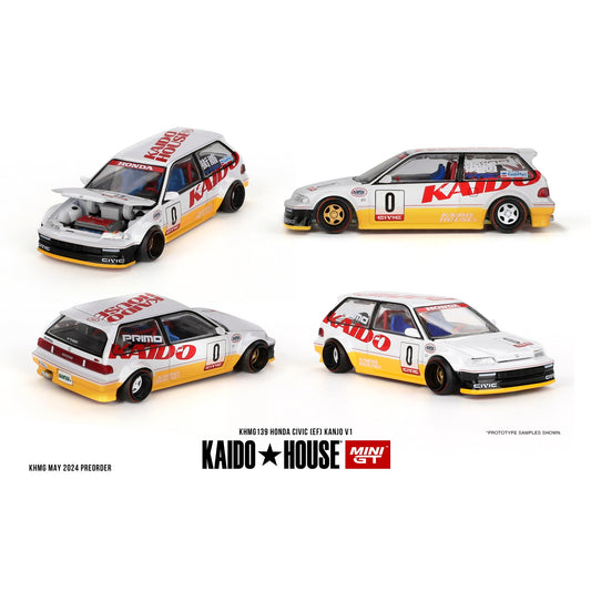 Kaido House 1:64 scale die-cast model of the 1987 Honda Civic EF Kanjo V1 with custom Kanjo-style modifications