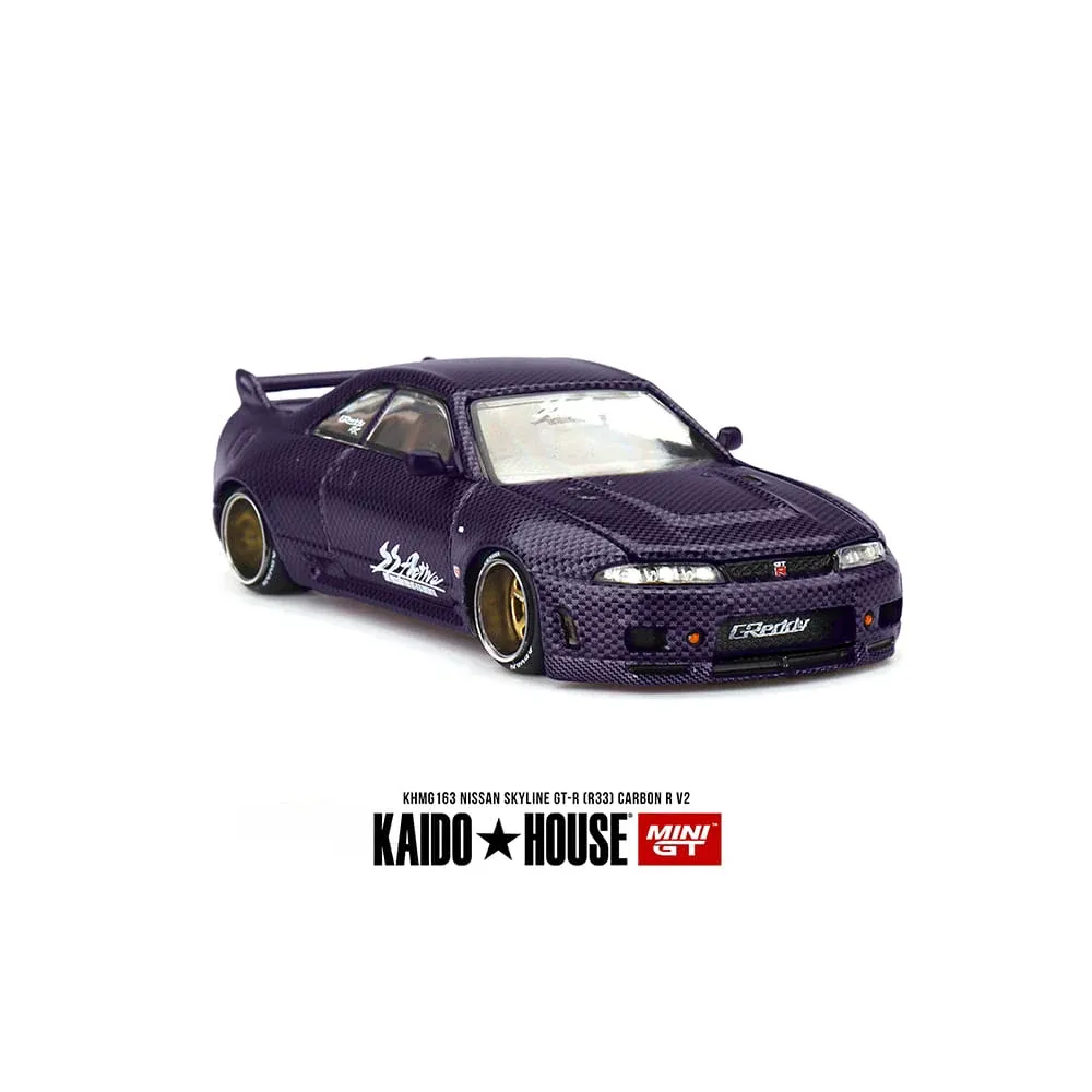 Kaido House x MiniGT 1:64 scale die-cast Nissan Skyline GT-R R33 Active Carbon R V2 1995 KHMG163 with custom design by Jun Imai.