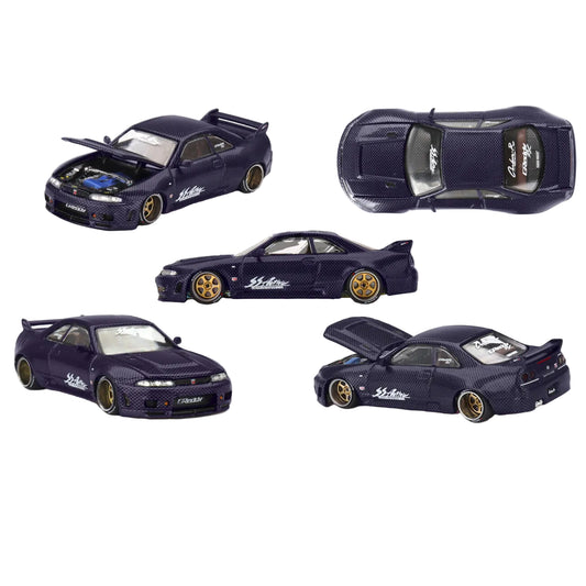 Kaido House x MiniGT 1:64 scale die-cast Nissan Skyline GT-R R33 Active Carbon R V2 1995 KHMG163 with custom design by Jun Imai.