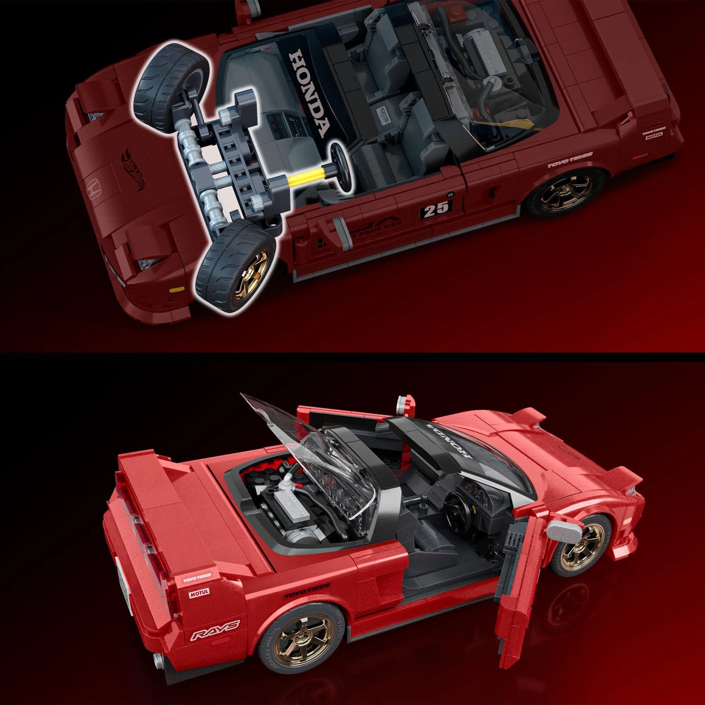 Mattel Brick Shop 1:16 scale ’90 Acura NSX set with exclusive die-cast car and JDM customization features