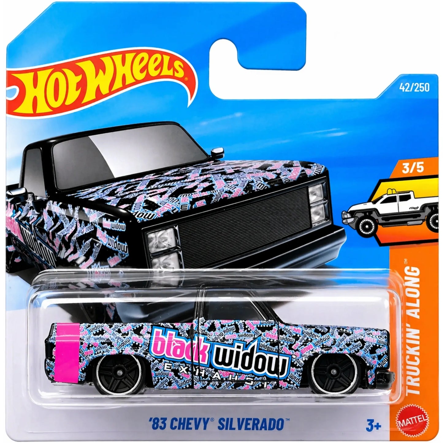 Hot Wheels 1:64 1983 Chevy Silverado Truckin Along 3/5 2026 JJJ13 Short Card die-cast model