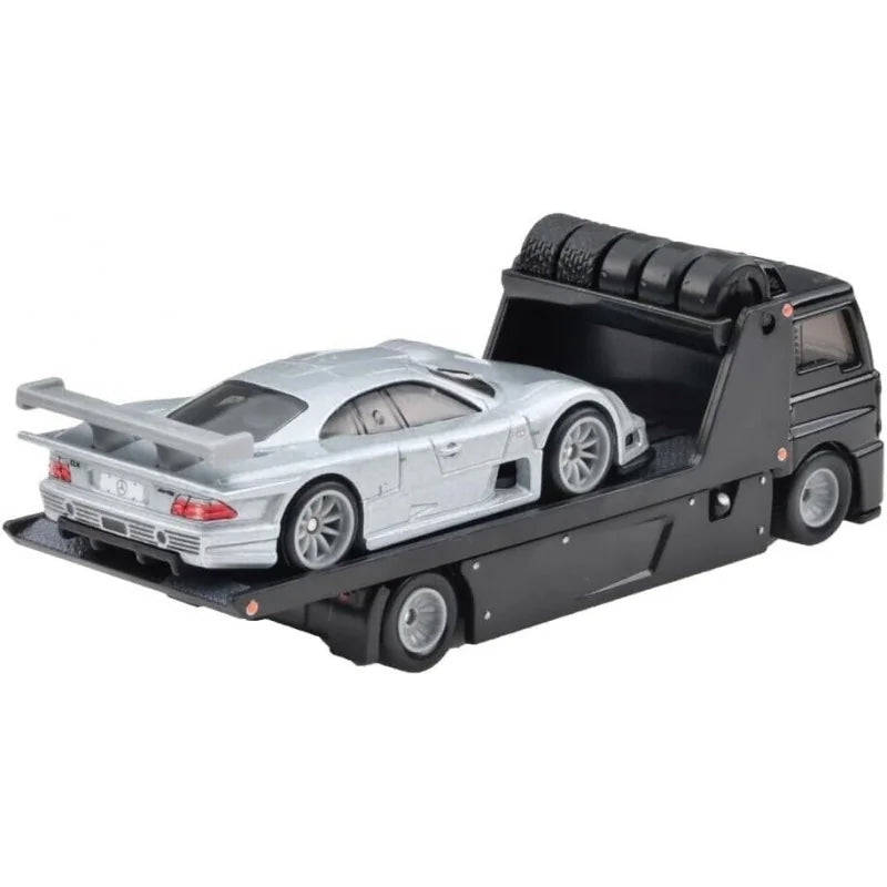 Hot Wheels Premium Team Transport #59 1997 Mercedes-Benz CLK-GTR with Fleet Street transporter and protector included.