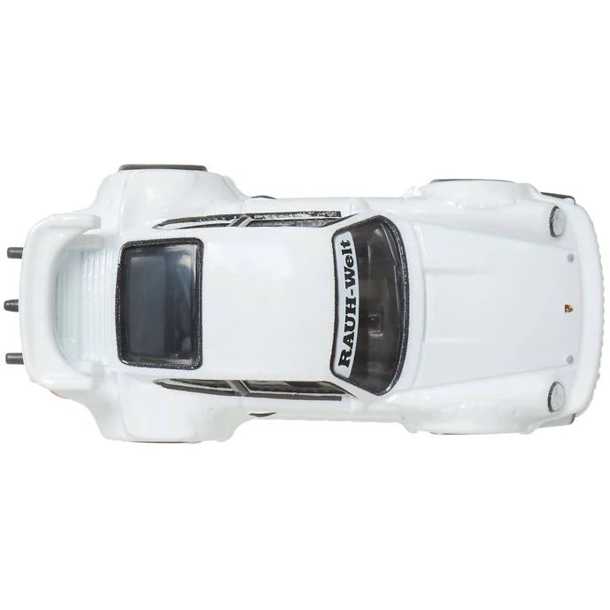 Hot Wheels 1:64 Premium Car Culture Silhouettes RWB Porsche 930 in white with RWB graphics and bronze wheels on unopened card.