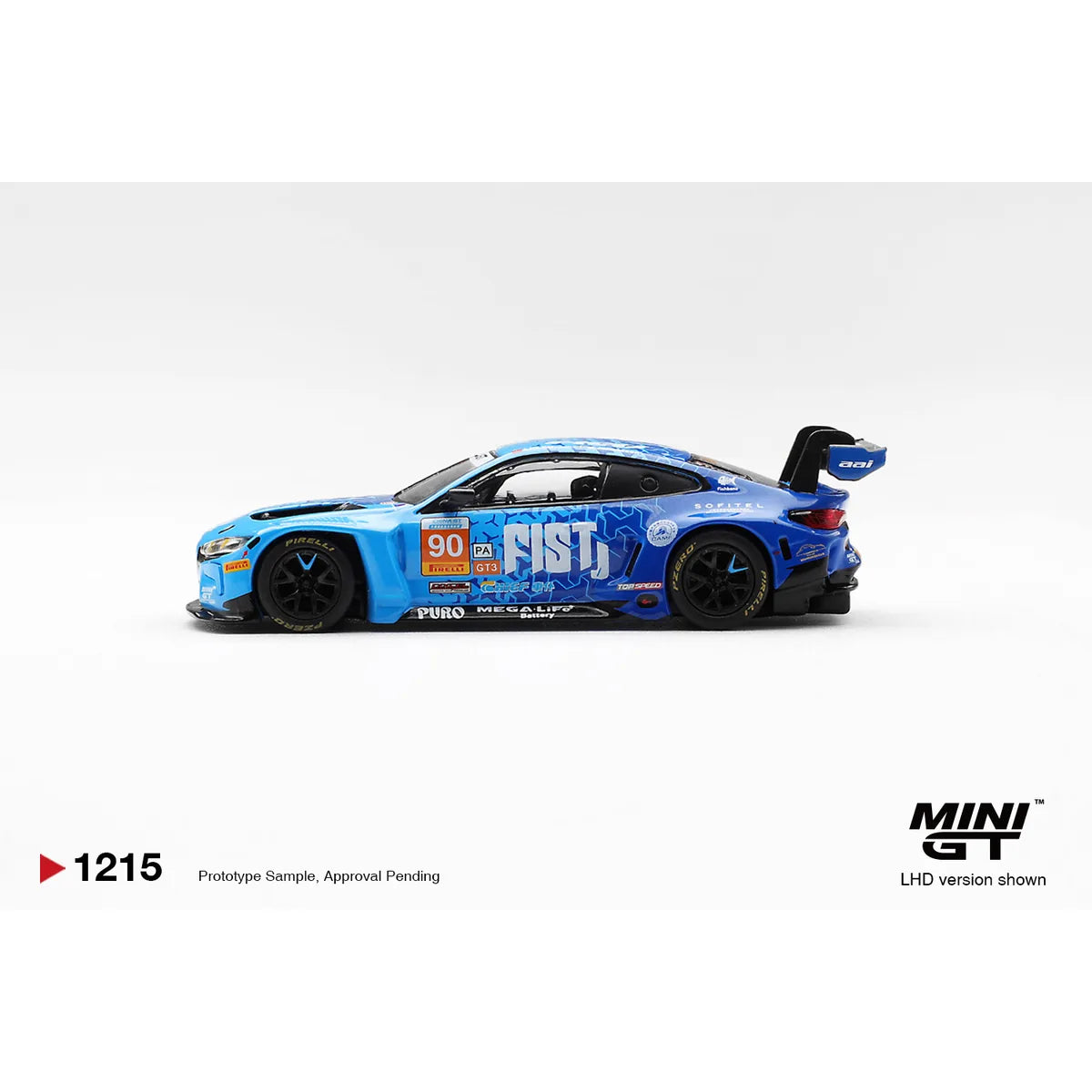 Mini GT 1:64 BMW M4 GT3 EVO #90 FIST Team AAI 2025 China GT blue racing diecast model with China-market packaging MGT01215-CH