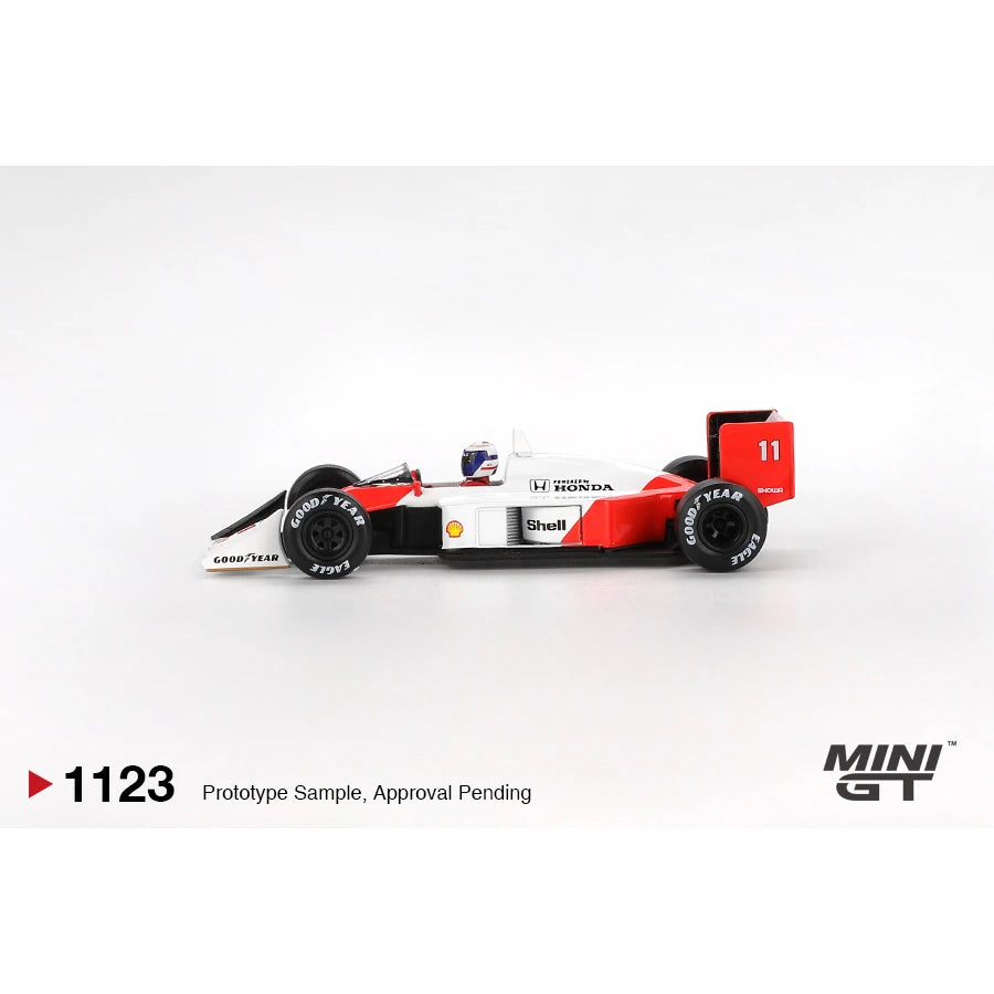 Mini GT 1:64 McLaren MP4/4 #11 Alain Prost 1988 Japanese Grand Prix 2nd Place MGT01123 die-cast model