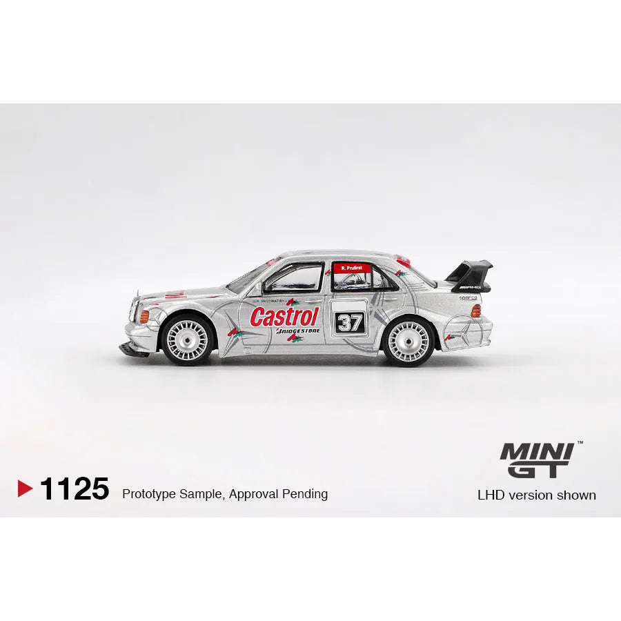 Mini GT 1:64 Mercedes-Benz 190E 2.5-16 Evolution II #37 1995 Asia Touring Car Championship silver Castrol racing diecast model MGT01125-L