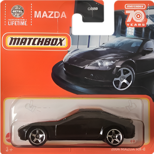Matchbox 2004 Mazda RX-8 die-cast model from the 70 Years series, 49/100, 2023.